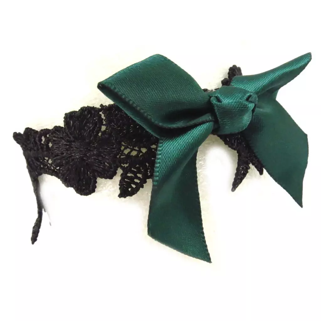 les trésors de lily Chaine cheville 'Courtisanes' noir vert (dentelle) [K6583]
