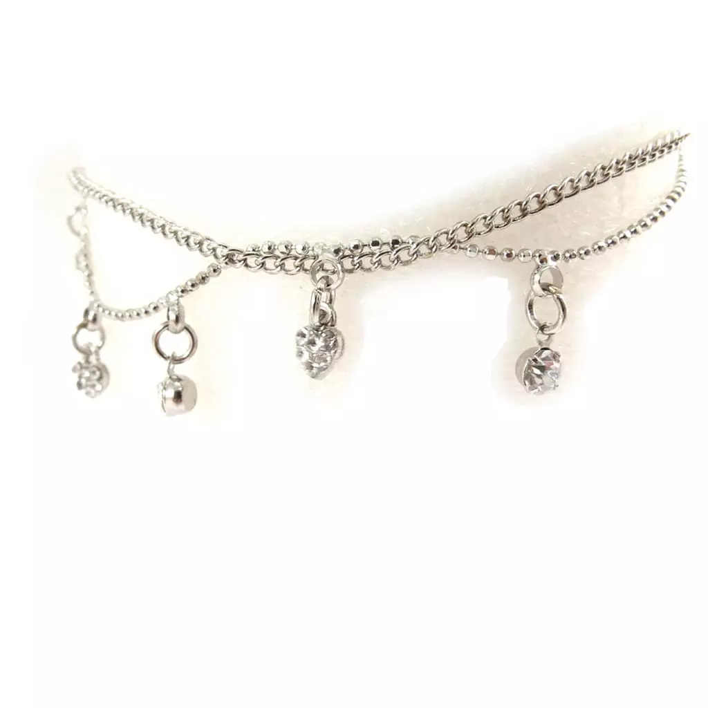 Les Trésors De Lily Chaine Cheville 'Cristal' Blanc [K0651]