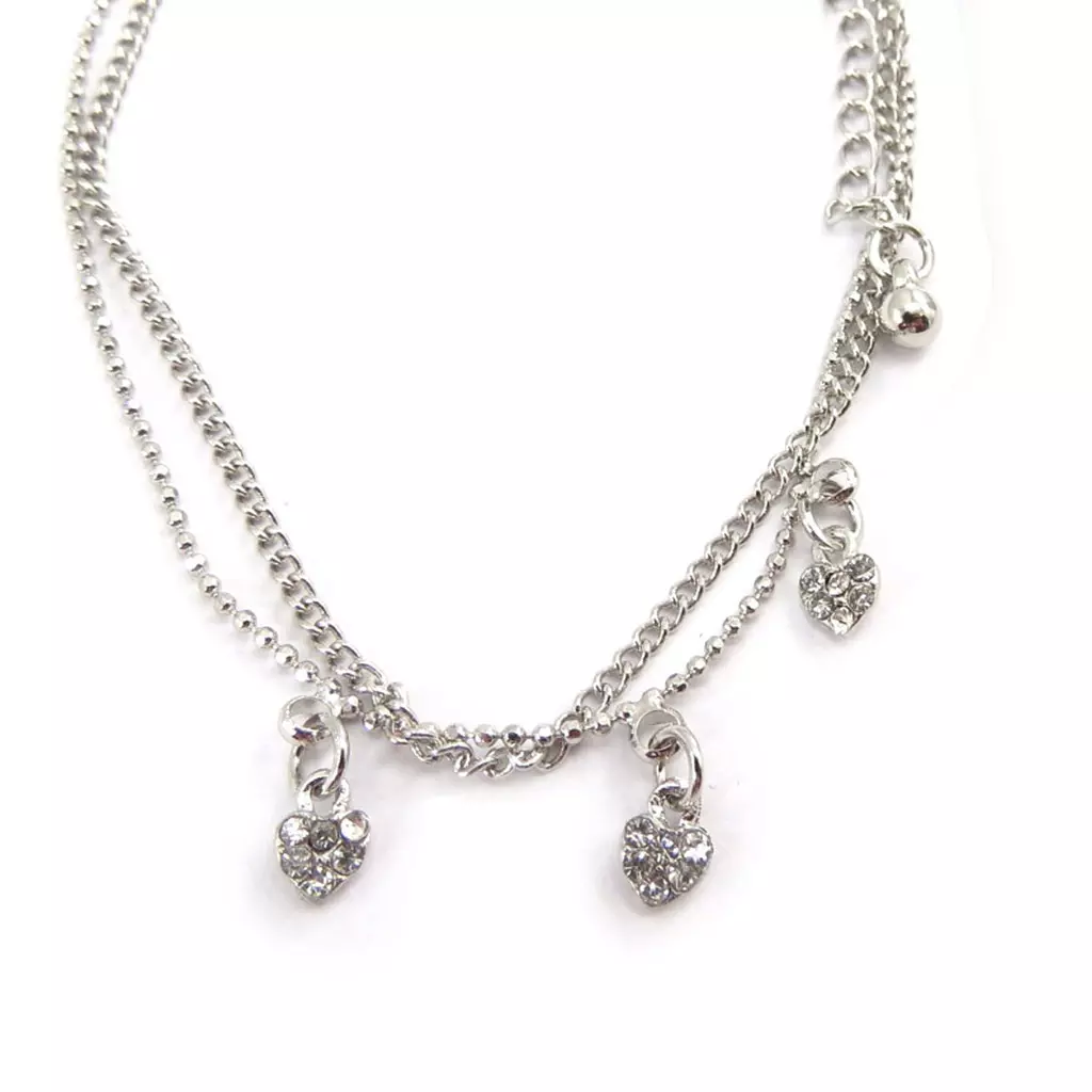Les Trésors De Lily Chaine Cheville 'Cristal' Love Blanc [K0652]