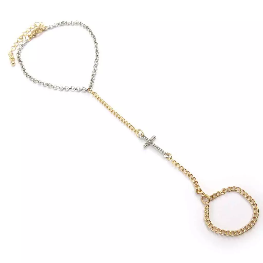 Les Trésors De Lily Chaine Cheville 'Croix' Bicolore [J8917]