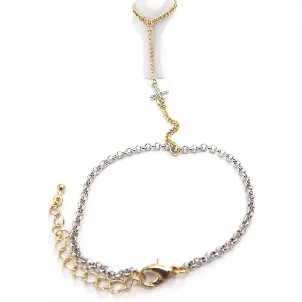 Les Trésors De Lily Chaine Cheville 'Croix' Bicolore [J8917]