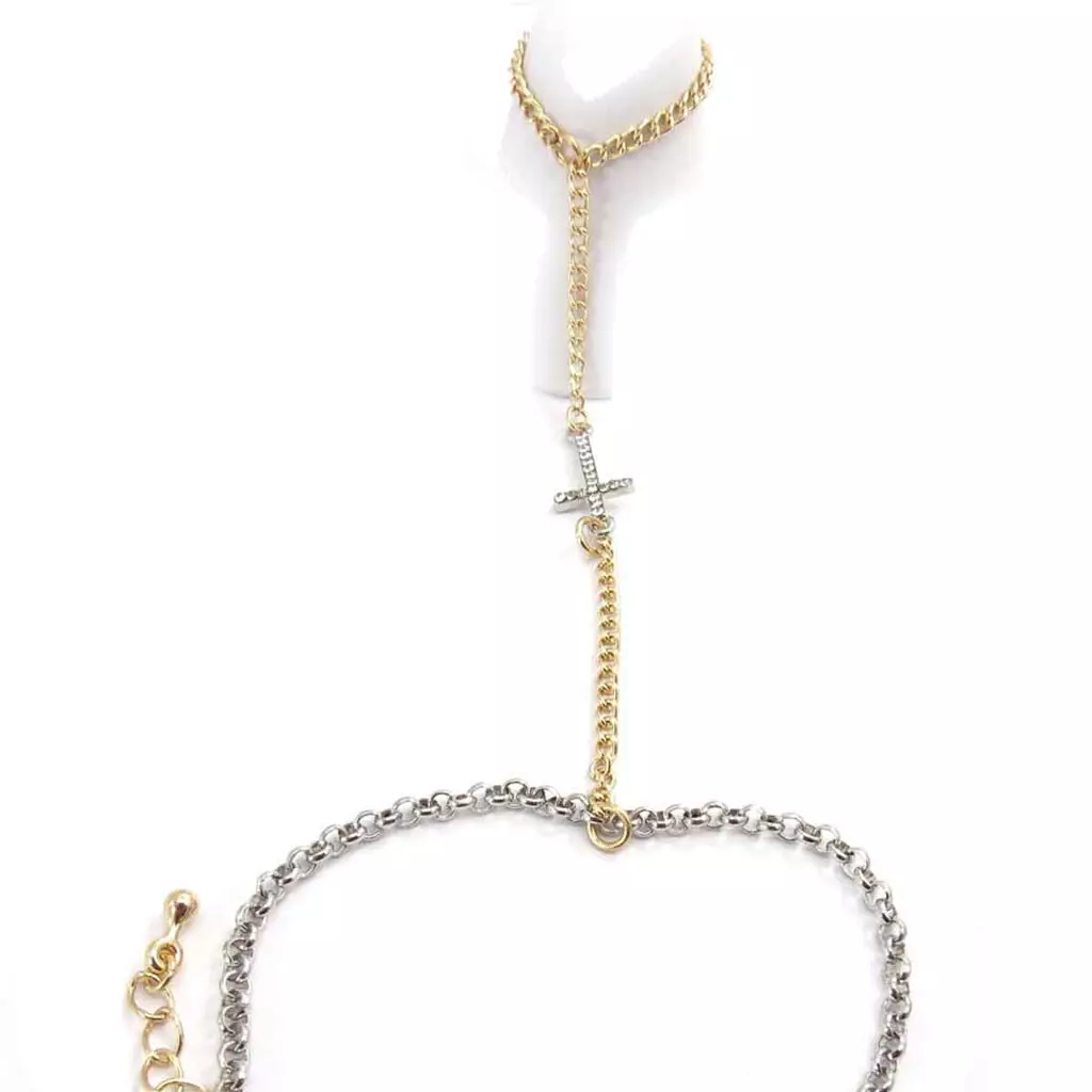 Les Trésors De Lily Chaine Cheville 'Croix' Bicolore [J8917]