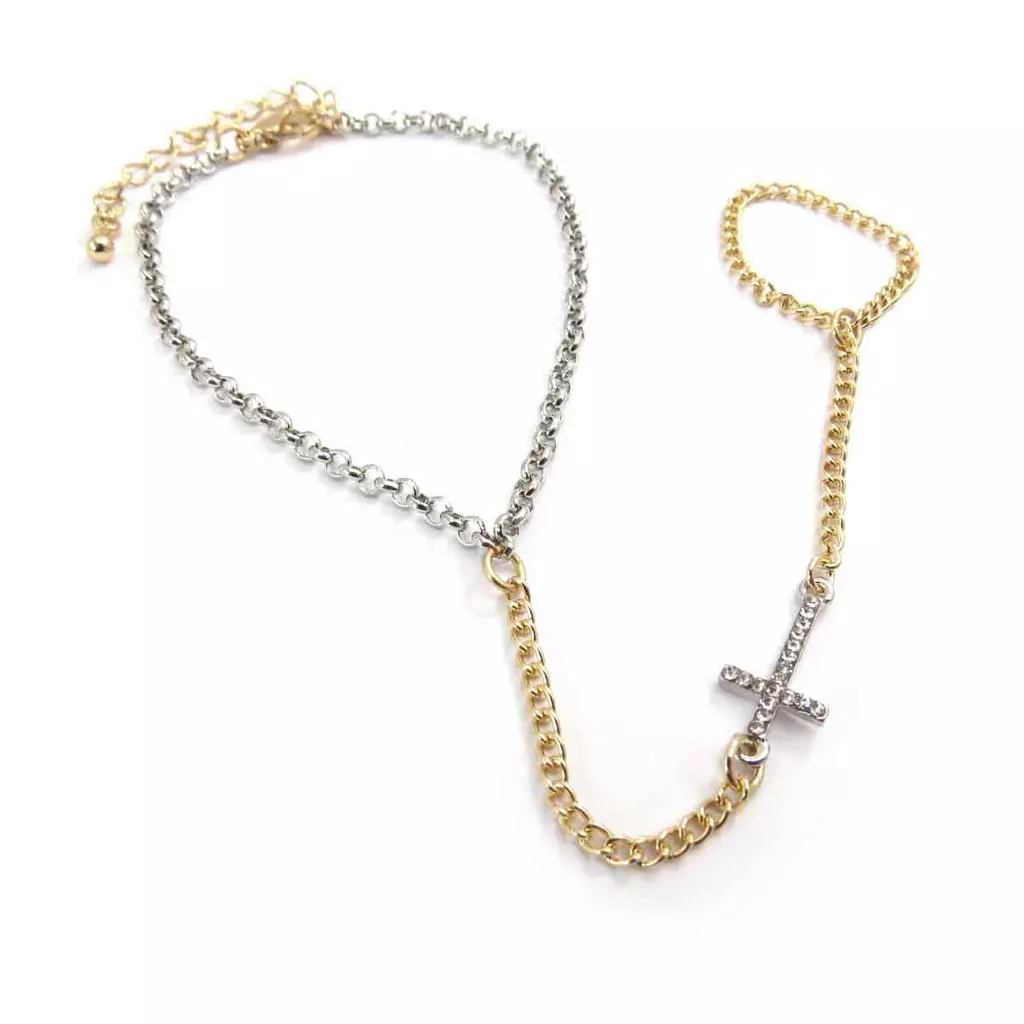 les trésors de lily Chaine Cheville 'Croix' bicolore [J8917]