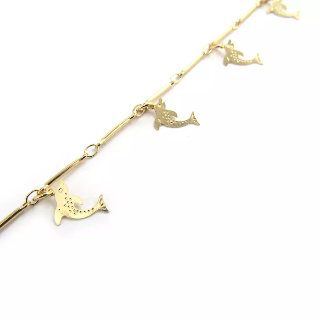 Les Trésors De Lily Chaîne Cheville 'Dauphins' Doré 12x9 Mm [M8853]
