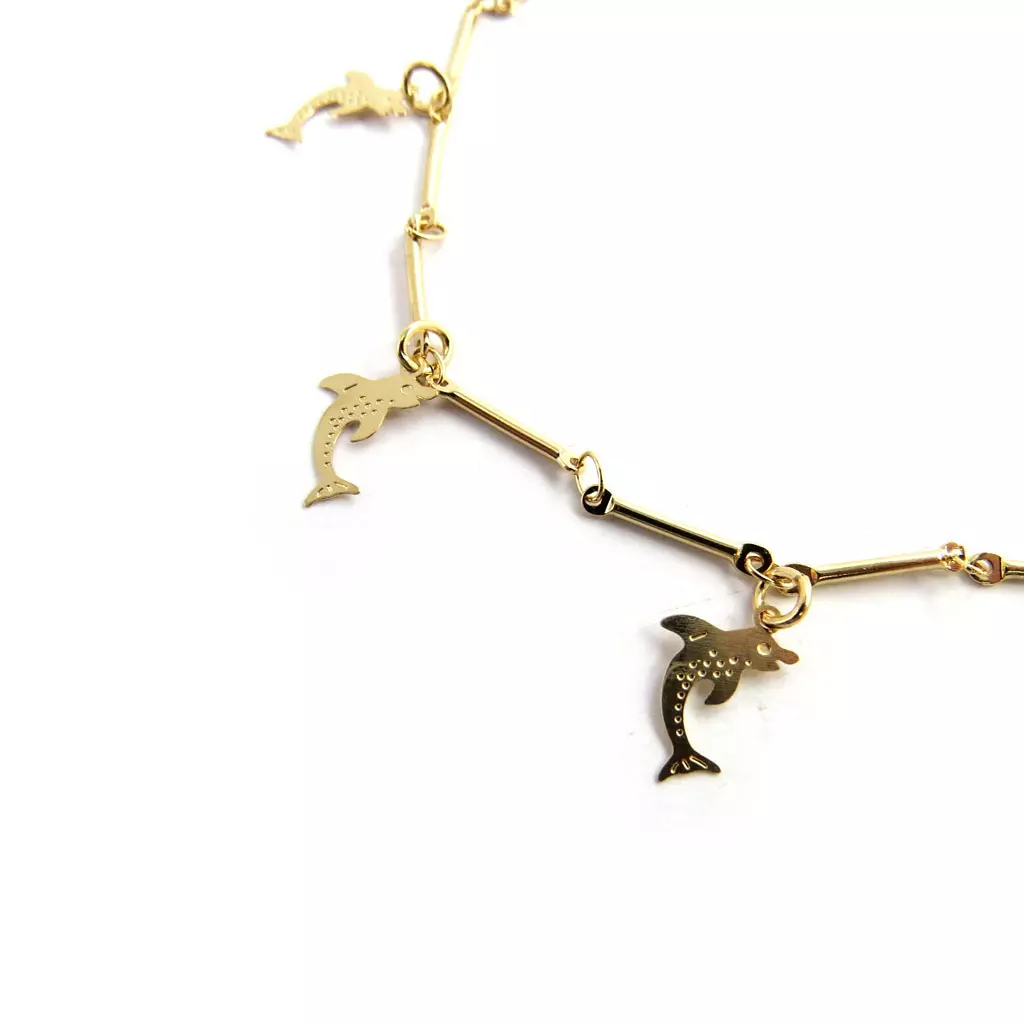 Les Trésors De Lily Chaîne Cheville 'Dauphins' Doré 12x9 Mm [M8853]