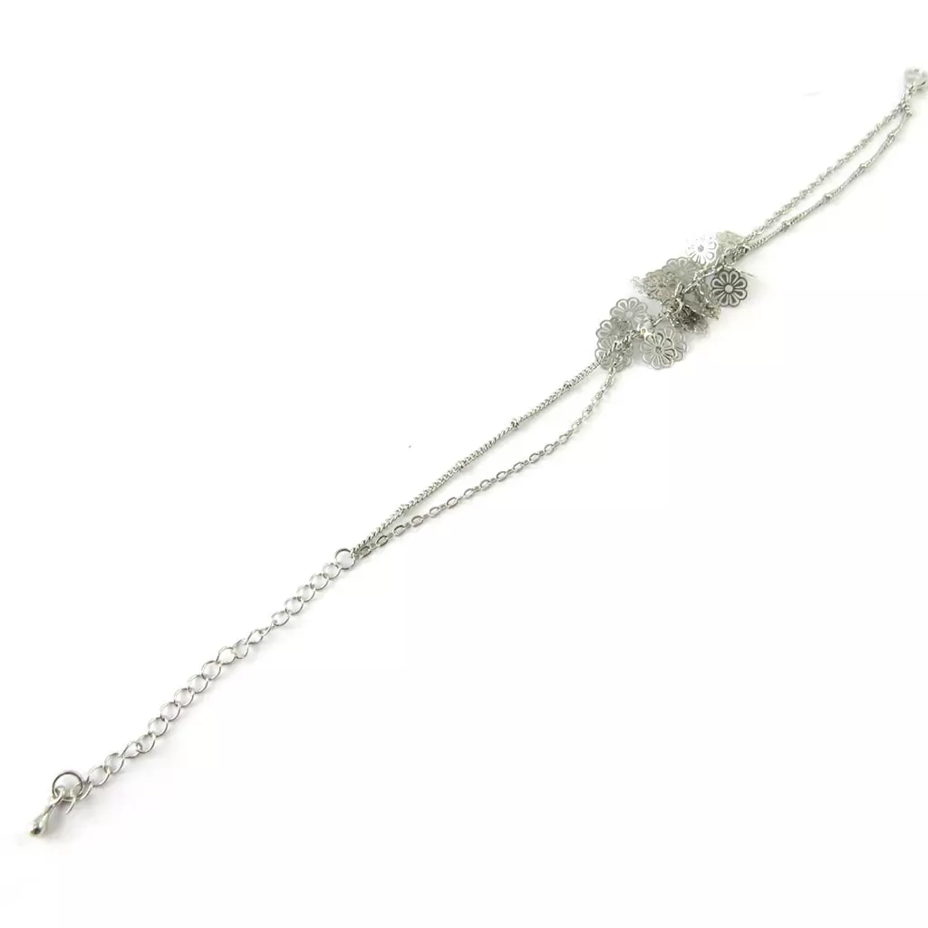 Les Trésors De Lily Chaine Cheville 'Flora' Argenté [M6273]