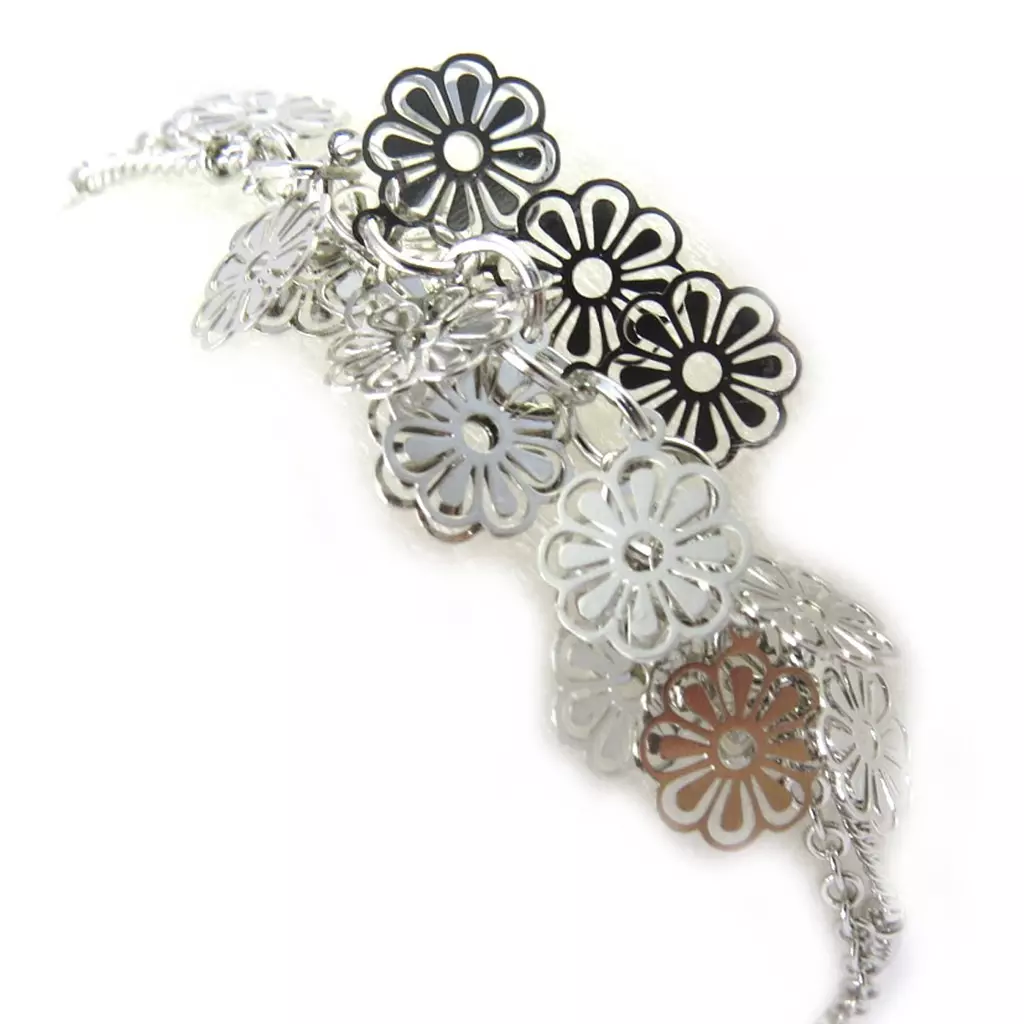 les trésors de lily Chaine Cheville 'Flora' argenté [M6273]