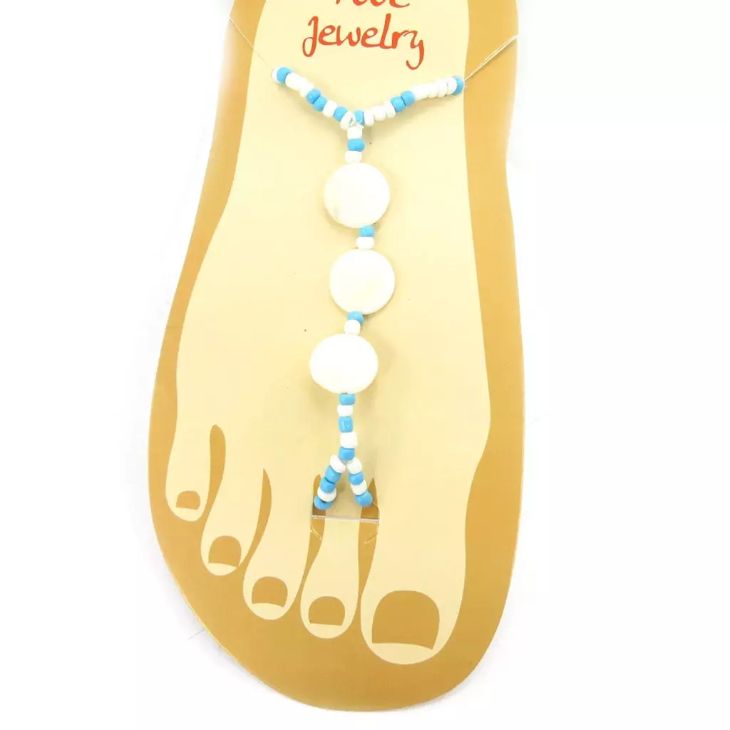 Les Trésors De Lily Chaine Cheville 'Kilimanjaro' Blanc Turquoise [K3172]