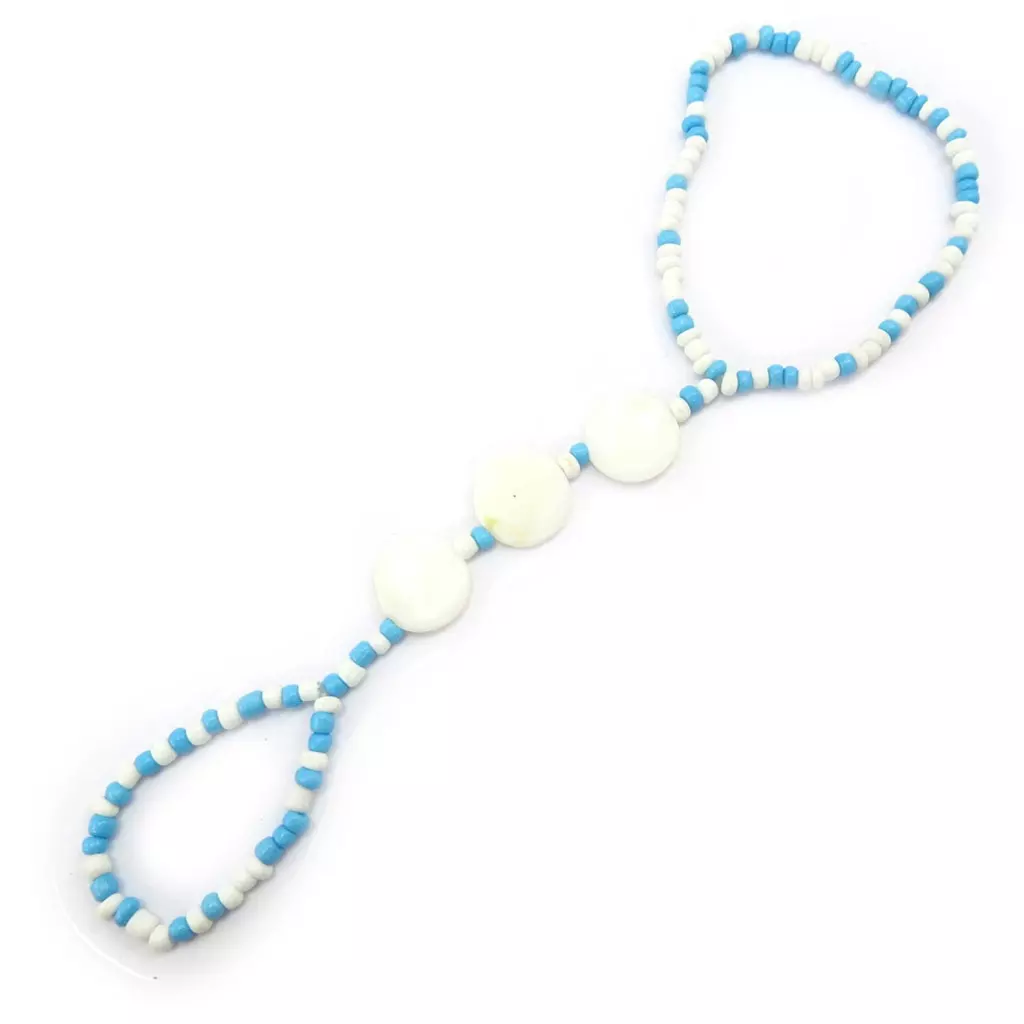 Les Trésors De Lily Chaine Cheville 'Kilimanjaro' Blanc Turquoise [K3172]