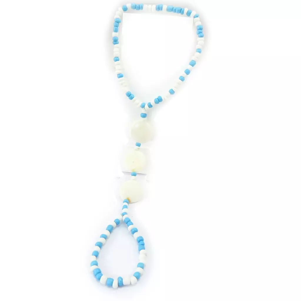 Les Trésors De Lily Chaine Cheville 'Kilimanjaro' Blanc Turquoise [K3172]