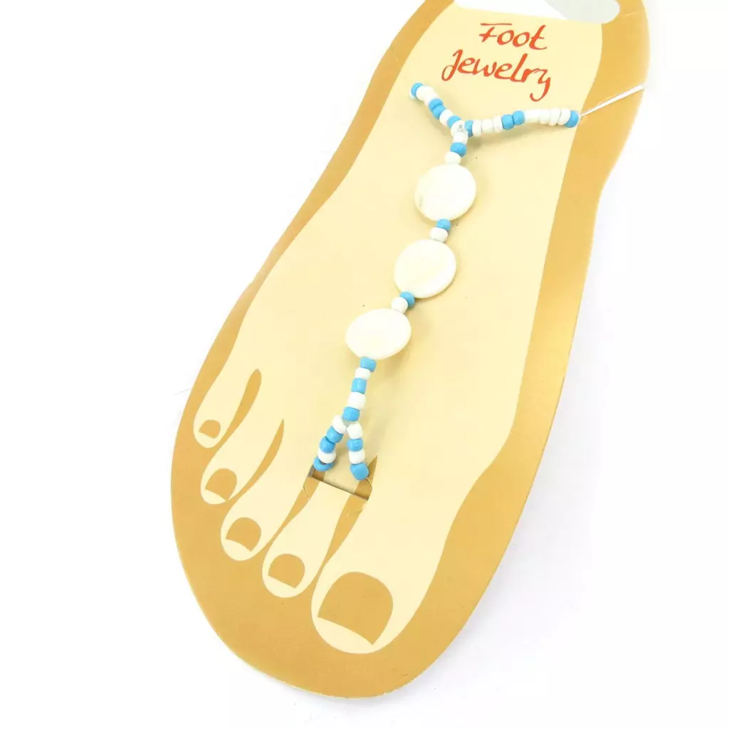les trésors de lily Chaine Cheville 'Kilimanjaro' blanc turquoise [K3172]