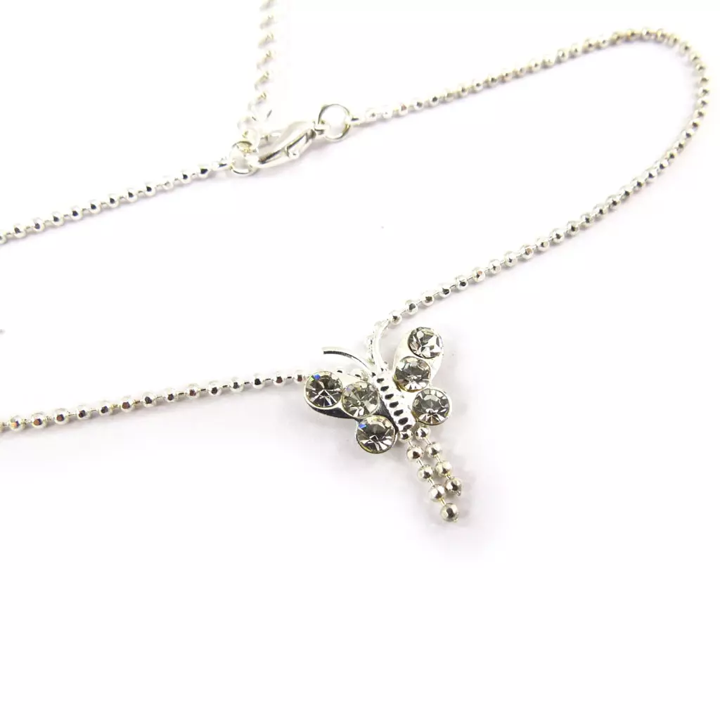 Les Trésors De Lily Chaine Cheville 'Papillon' Blanc [K0906]