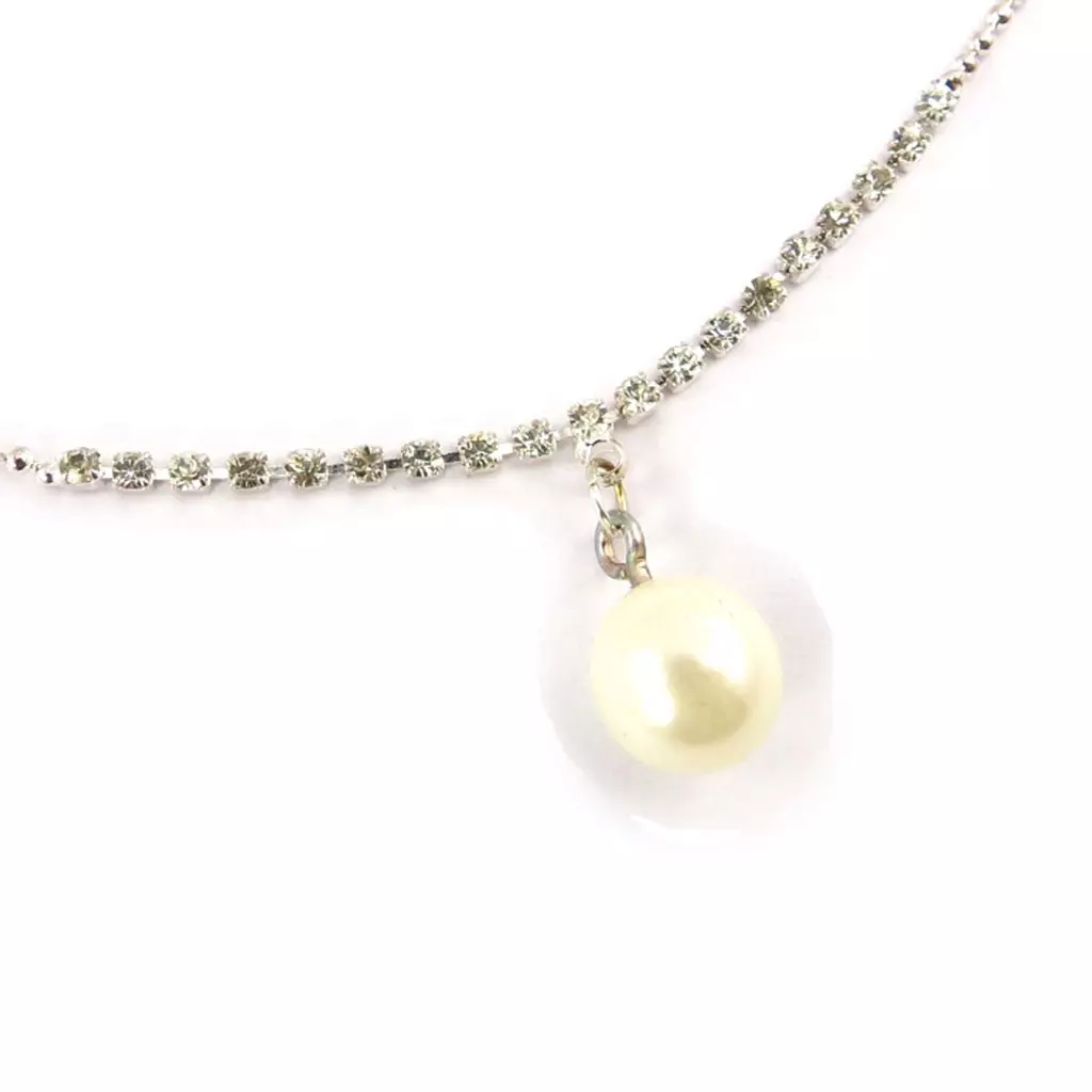 les trésors de lily Chaine Cheville 'Perla' ivoire argenté [K0912]