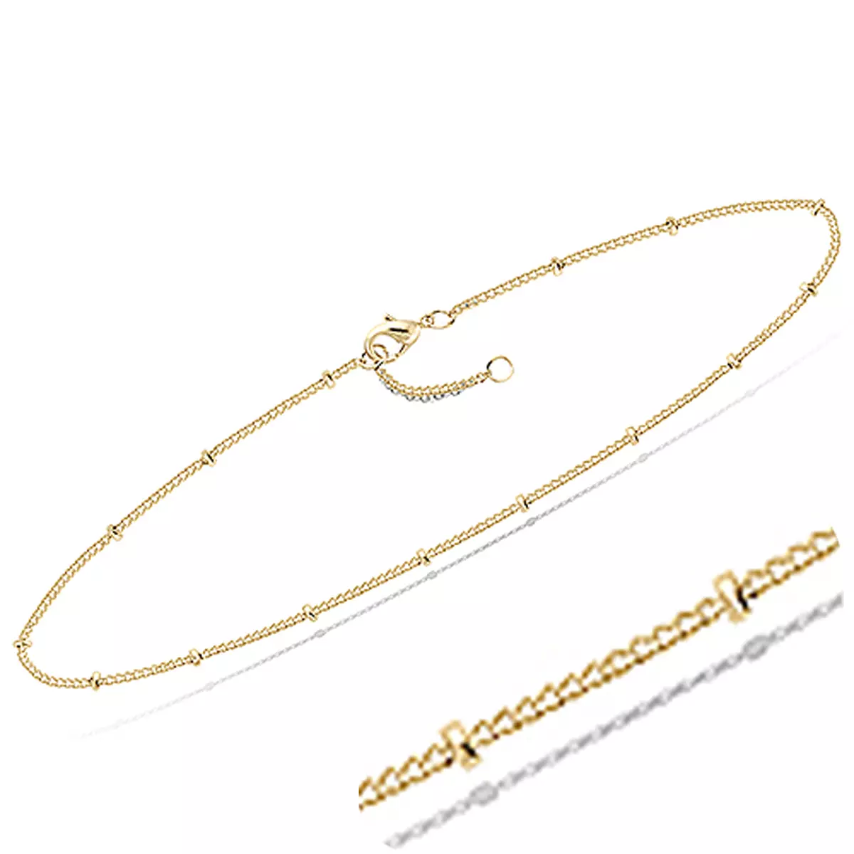 les trésors de lily Chaîne Cheville plaqué or 'Billes' doré 25 cm 2 mm [R4185]