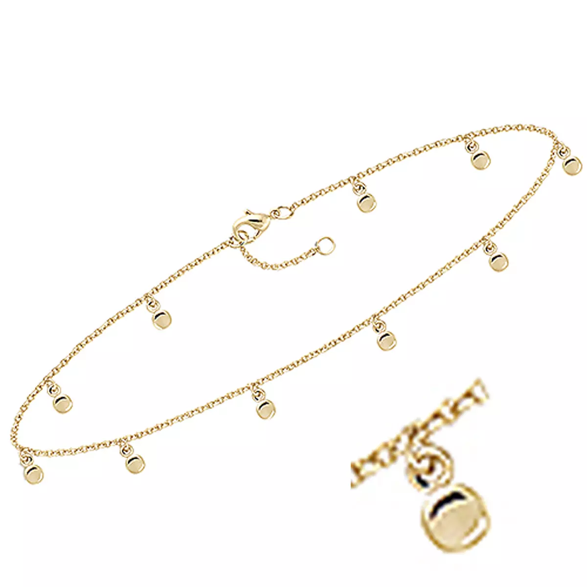 les trésors de lily Chaîne Cheville plaqué or 'Cleopatra' doré 25 cm 3 mm [Q8237]