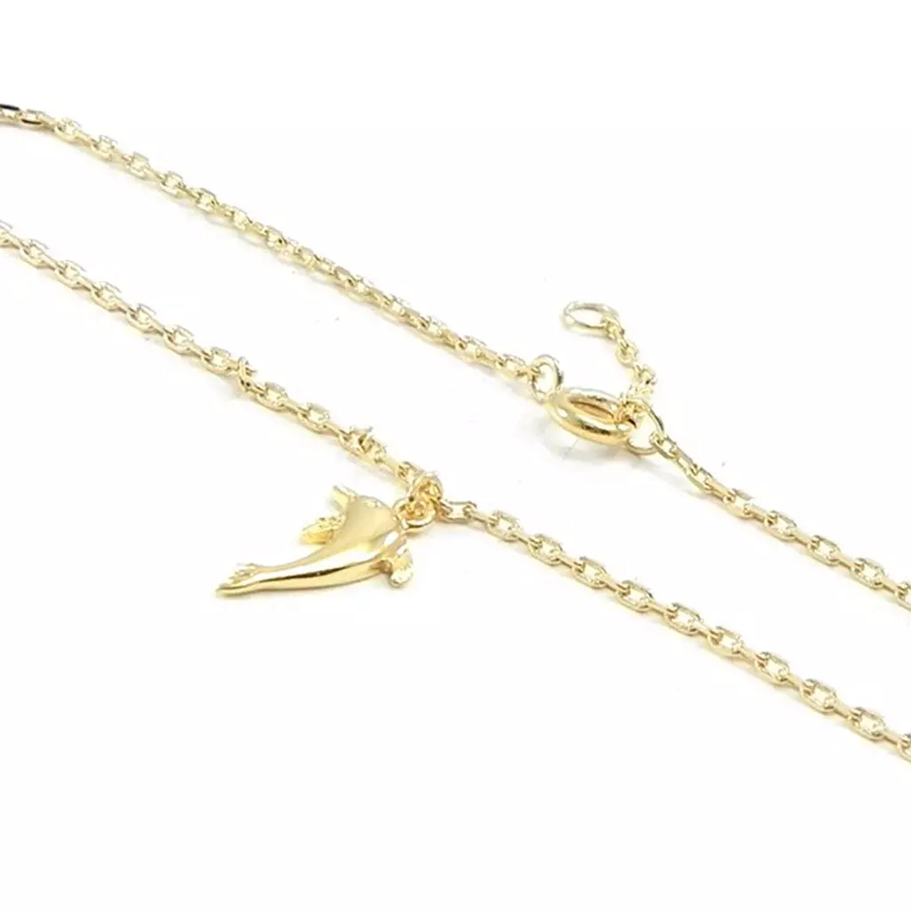 les trésors de lily Chaîne Cheville plaqué or 'Dauphin' doré 13x9 mm [I3691]