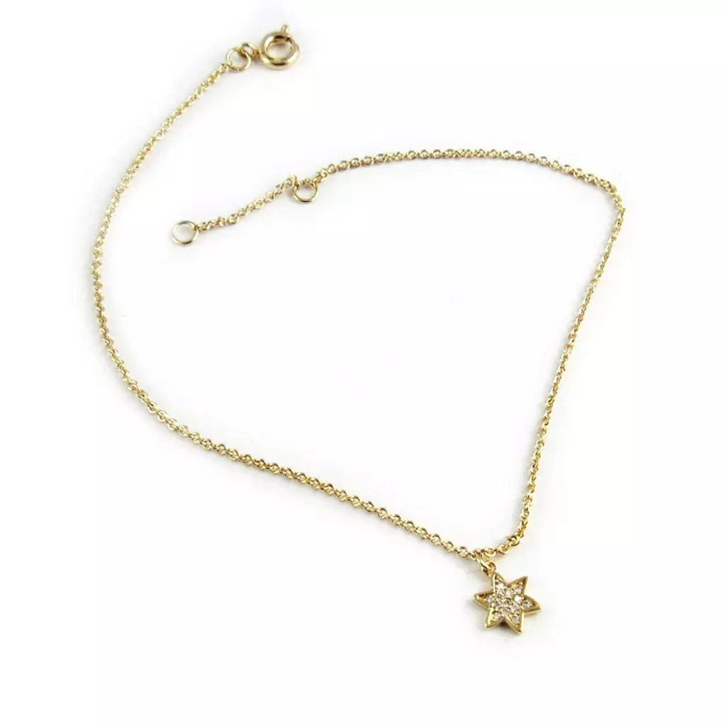 Les Trésors De Lily Chaîne Cheville Plaqué Or 'Etoile' Blanc Doré 8x8 Mm [K9125]