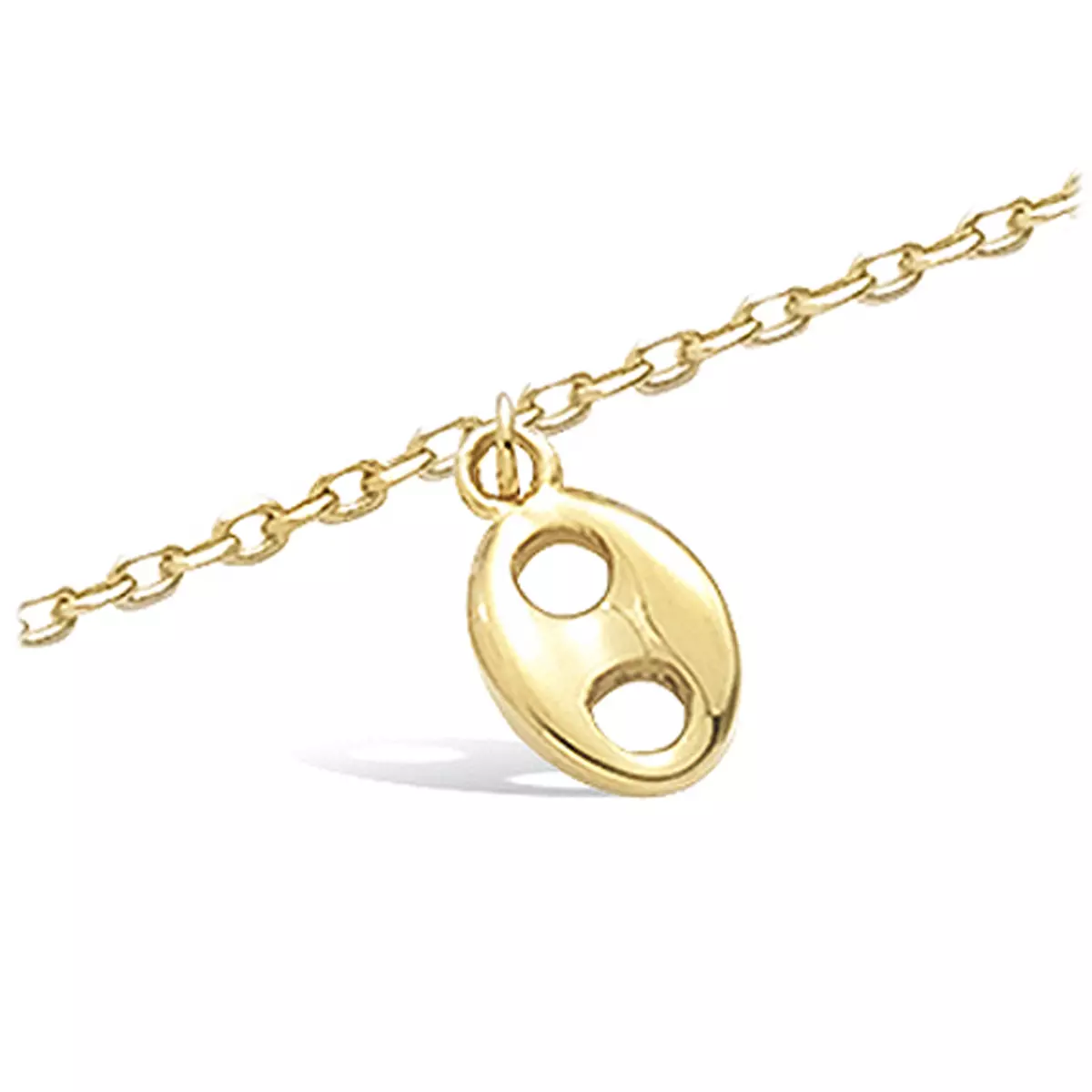 les trésors de lily Chaîne Cheville plaqué or 'Grain de Café' doré 8x6 mm [G9358]