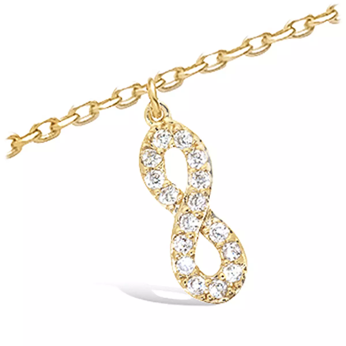 les trésors de lily Chaîne Cheville plaqué or 'Infini' blanc doré 10x5 mm [K9114]