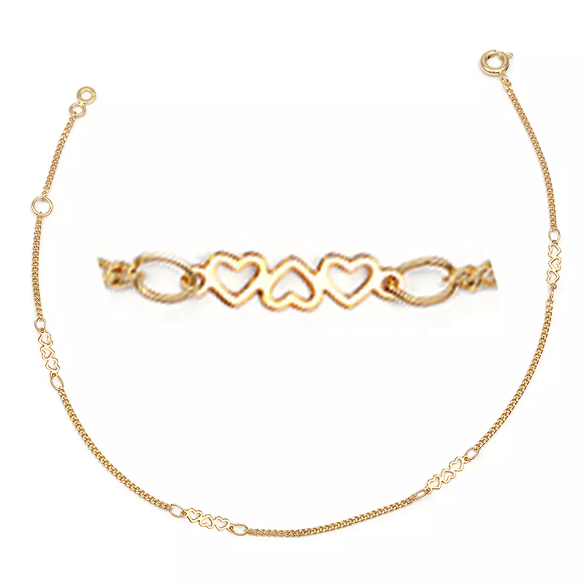 les trésors de lily Chaîne Cheville plaqué or 'Love' doré 10x2 mm (coeur) [R3739]