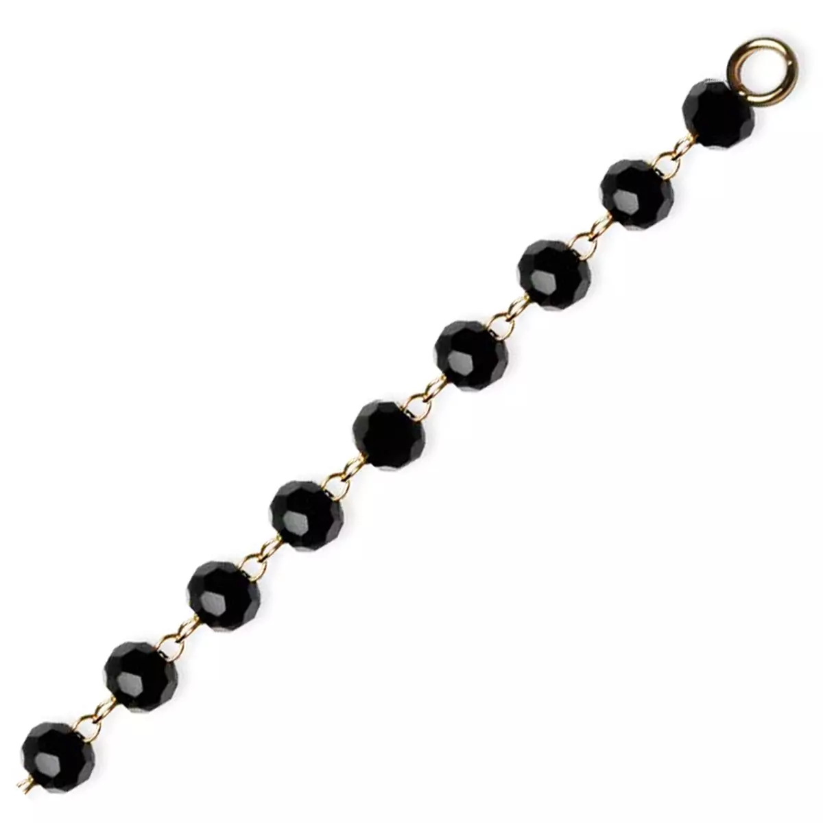 les trésors de lily Chaîne Cheville 'Sissi' noir doré 25 cm 4 mm [Q2865]