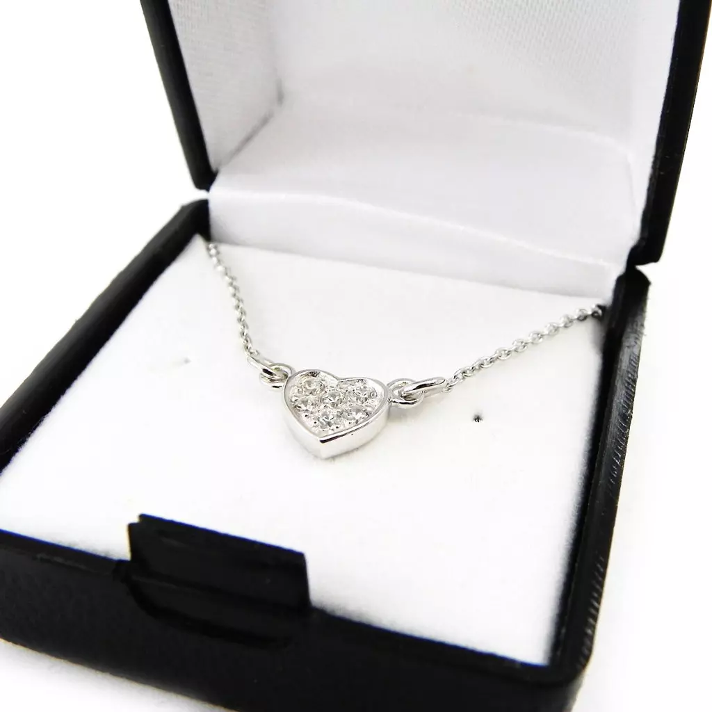les trésors de lily Chaine Collier Argent 'Pretty Heart' blanc argenté (rhodié) 6 mm [D8037]