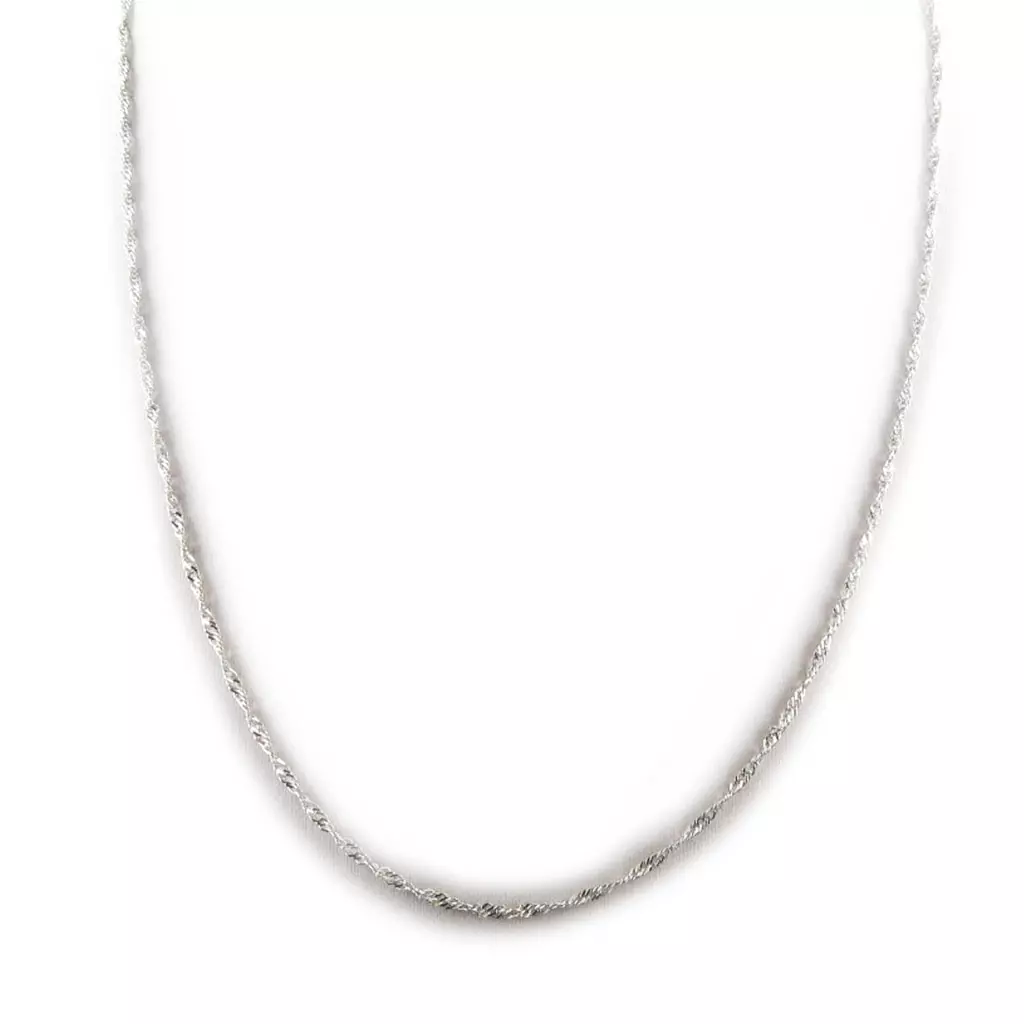 les trésors de lily Chaine Collier Argent 'Singapour' argenté (rhodié) 45 cm 2 mm [L3895]