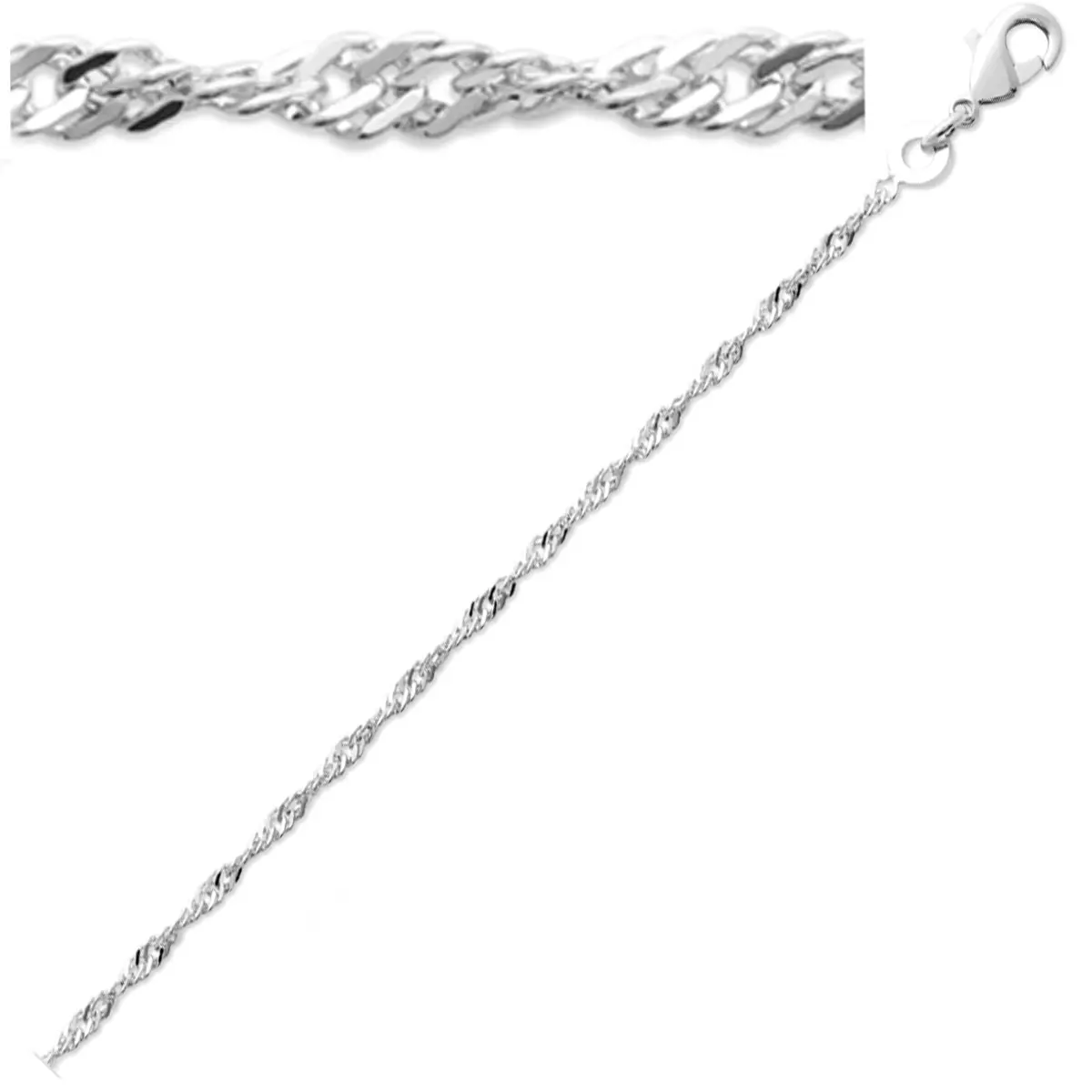 les trésors de lily Chaine Collier Argent 'Singapour' argenté (rhodié) 45 cm 2 mm [Q8435]