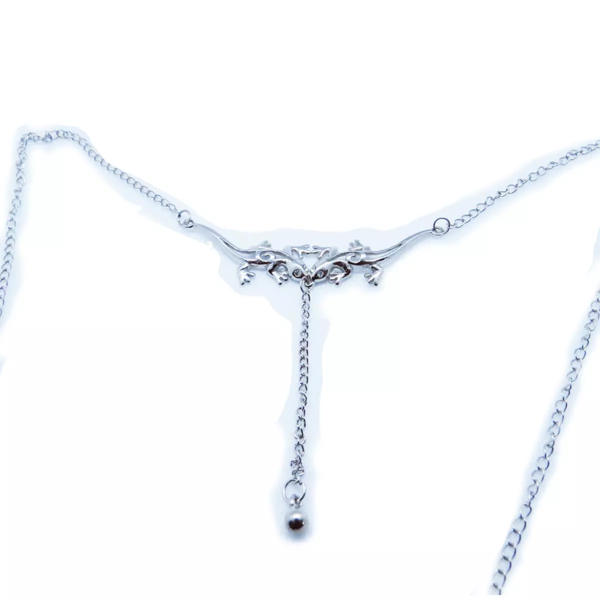 Les Trésors De Lily Chaine De Taille Créateur 'Salamandre' Argenté 80 Cm 6x7 Cm [H9177]