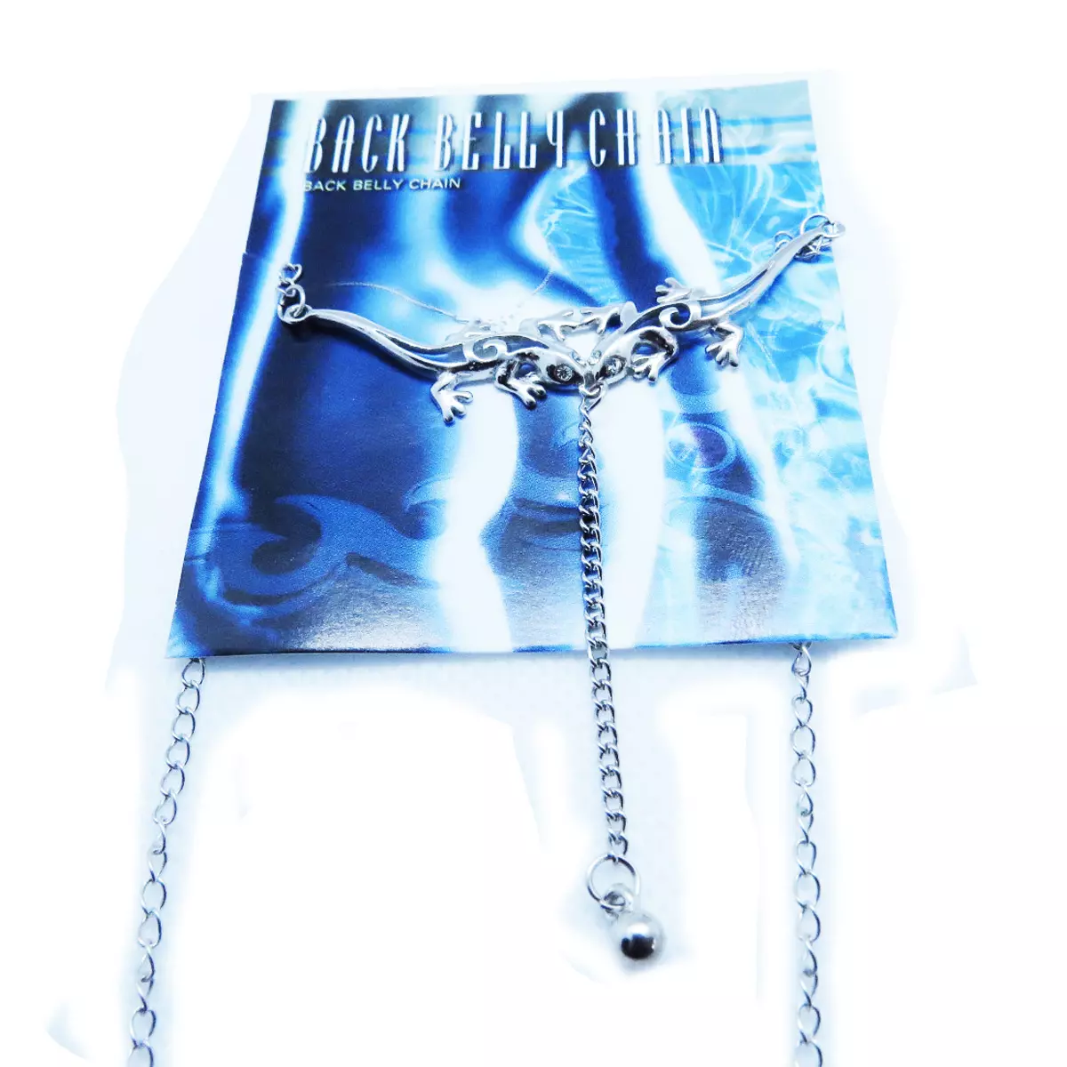 les trésors de lily Chaine de taille créateur 'Salamandre' argenté 80 cm 6x7 cm [H9177]