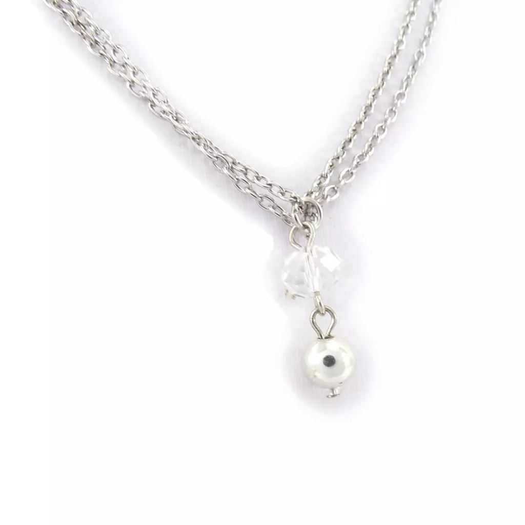 les trésors de lily Chaine de taille 'Scarlett' blanc argenté [K0678]