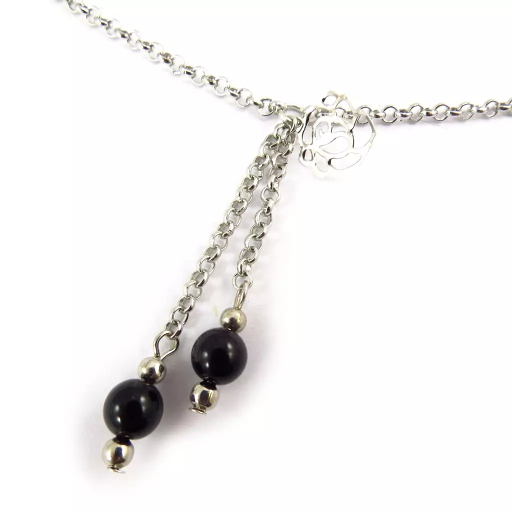 Les Trésors De Lily Chaine De Taille 'Scarlett' Noir Argenté [K0289]