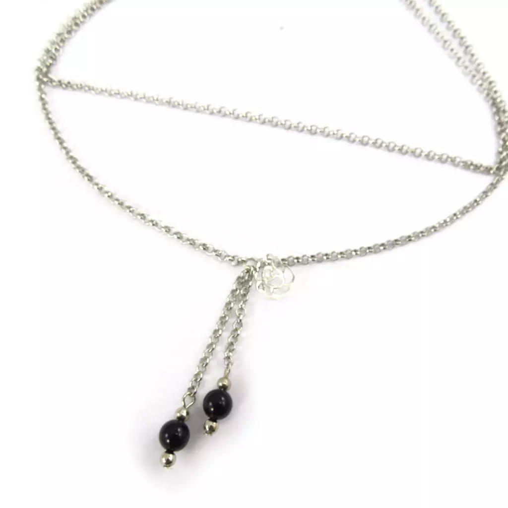 Les Trésors De Lily Chaine De Taille 'Scarlett' Noir Argenté [K0289]