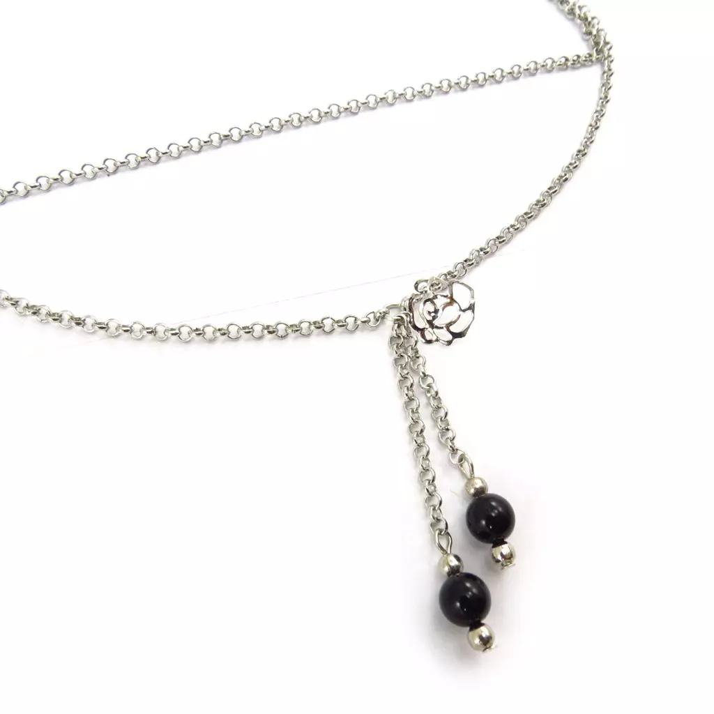 les trésors de lily Chaine de taille 'Scarlett' noir argenté [K0289]