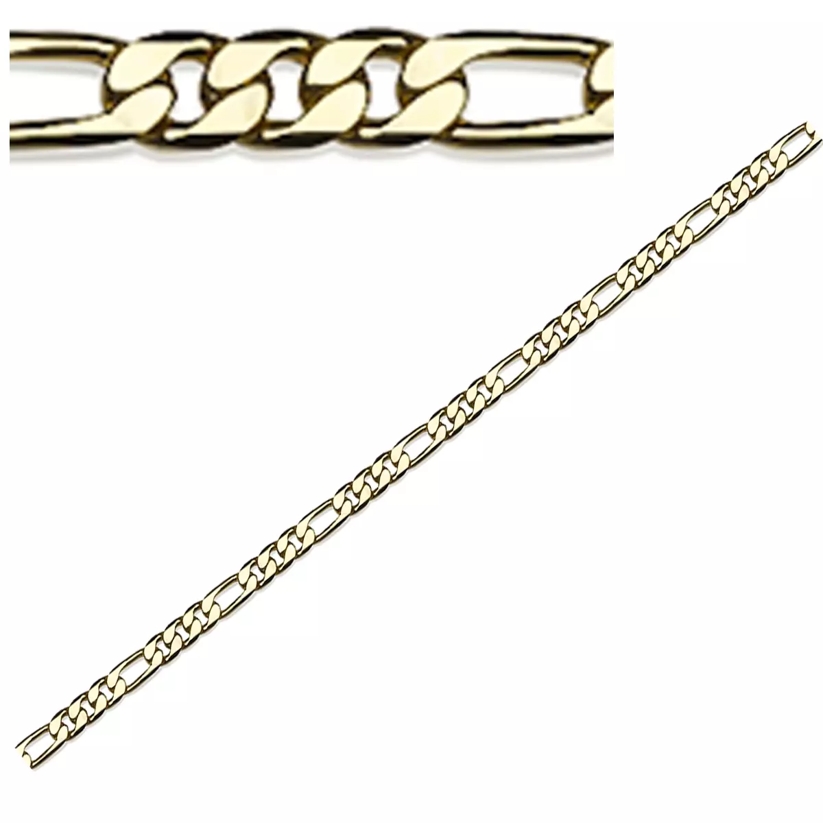 les trésors de lily Chaine Plaqué Or 'Figaro' doré 50 cm 8 mm [Q8886]