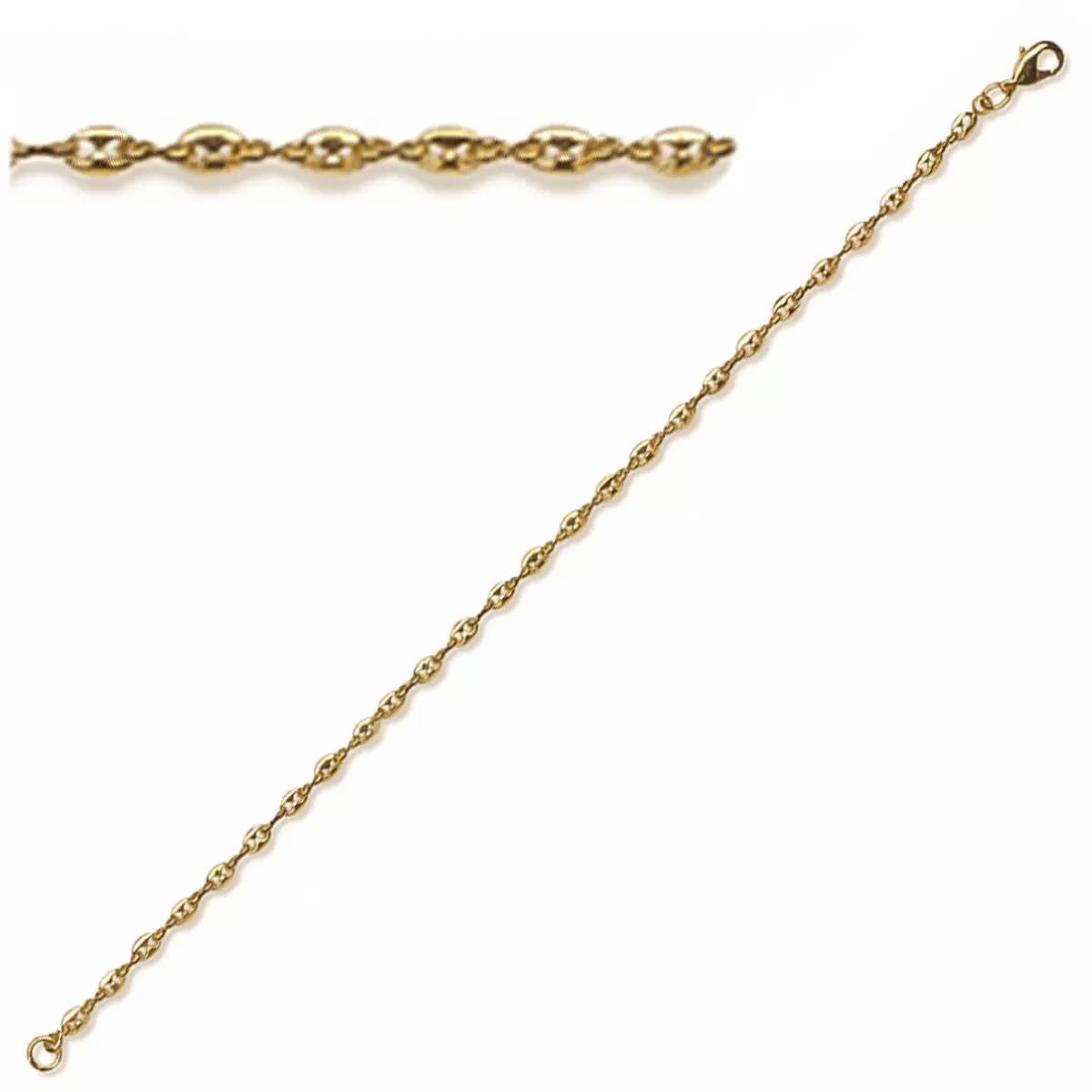 les trésors de lily Chaine Plaqué Or 'Grain de Café' 45 cm 4x3 mm [Q4586]