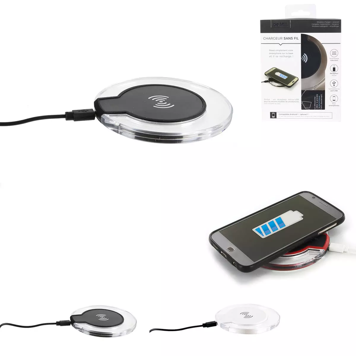 les trésors de lily Chargeur à induction sans fil 'Design' noir 10 cm [R2909]