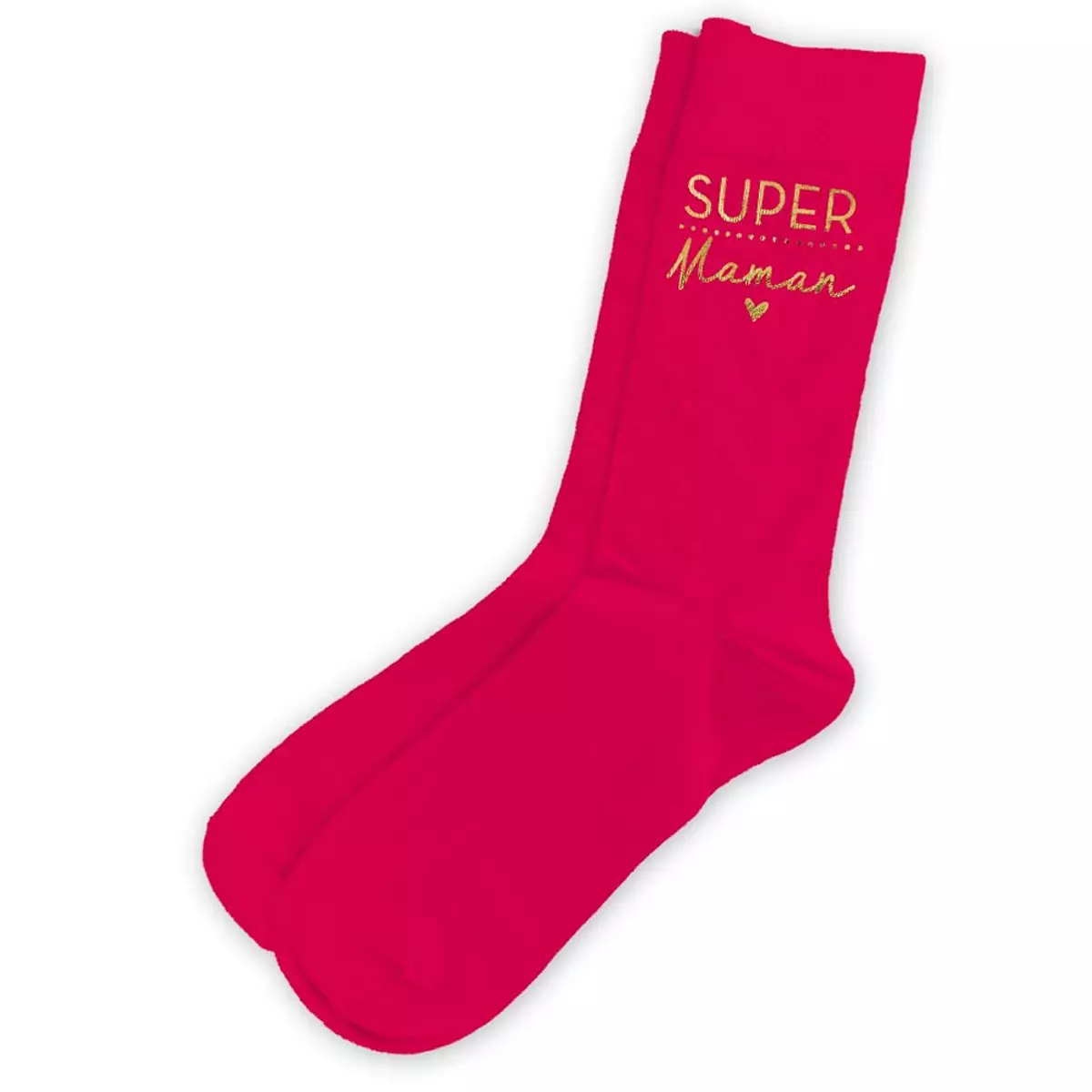 Les Trésors De Lily Chaussettes Coton Tendresse 'Super Maman' Rouge Doré Taille Unique [R6844]