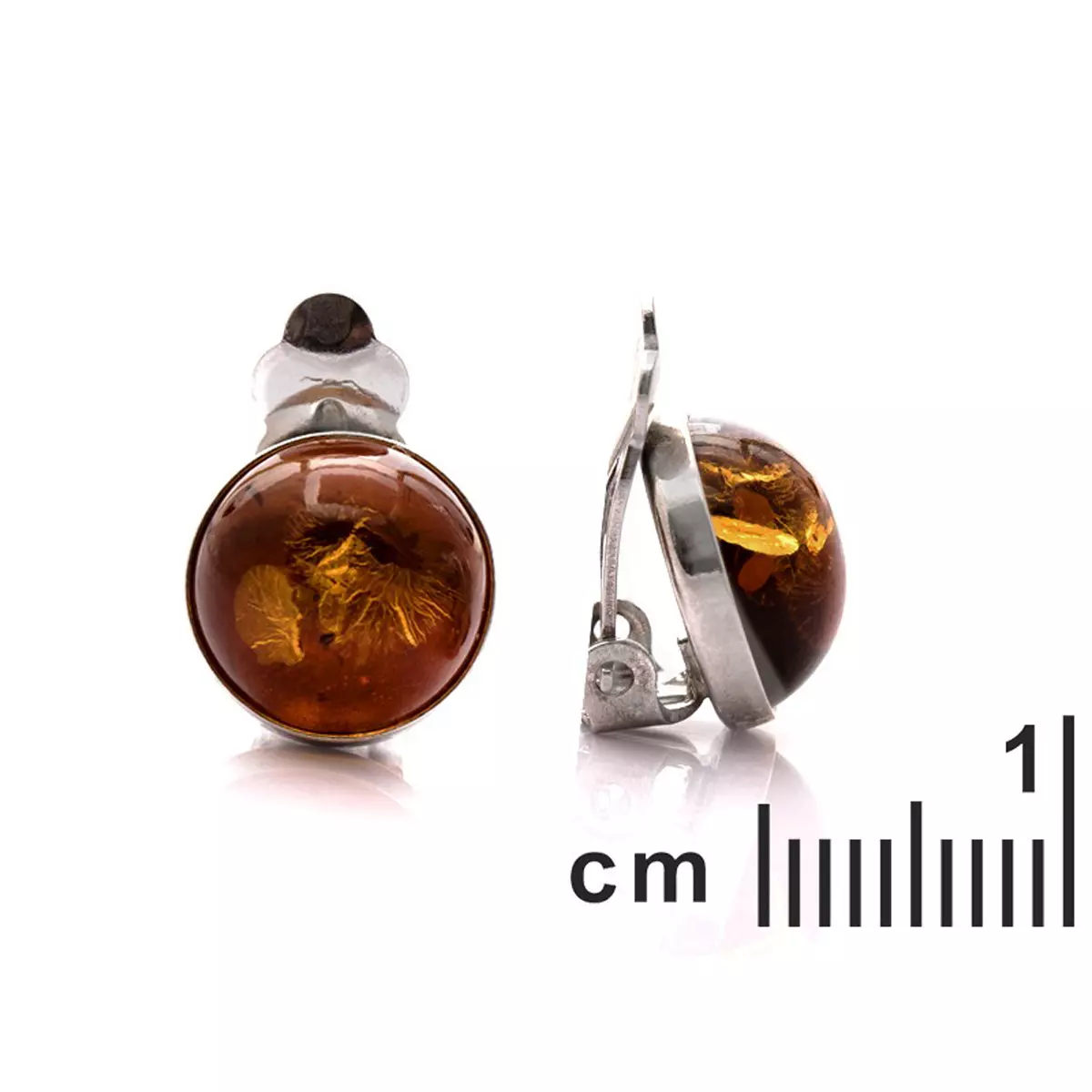 Les Trésors De Lily Clips Argent 'Inspiration' Ambre Cognac Argenté (rhodié) 12 Mm [Q1803]