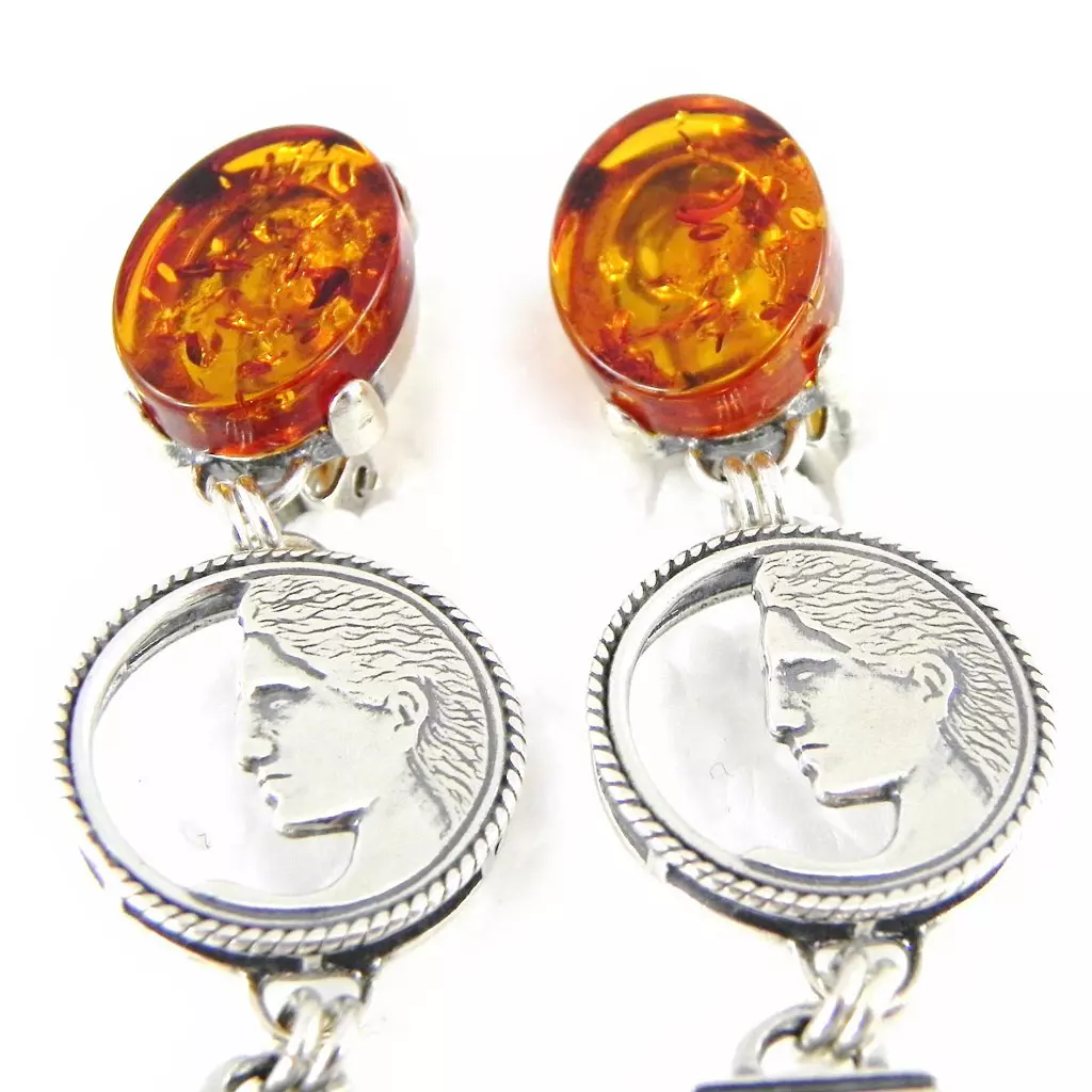 Les Trésors De Lily Clips Argent 'Inspiration' Ambre [H5408]