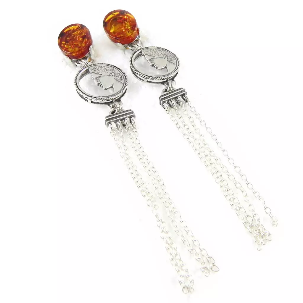 les trésors de lily Clips Argent 'Inspiration' ambre [H5408]