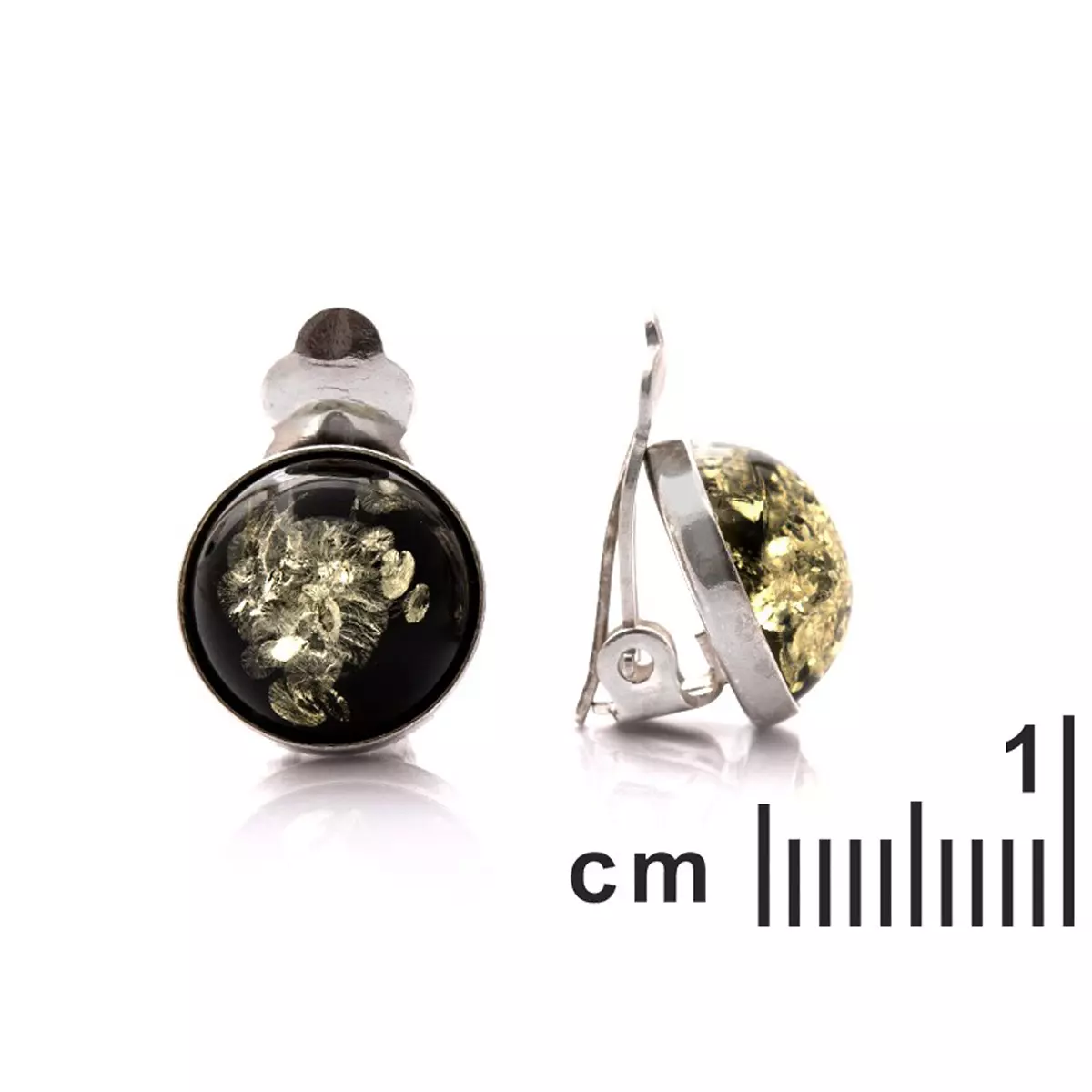Les Trésors De Lily Clips Argent 'Inspiration' Ambre Vert Argenté (rhodié) 12 Mm [Q1804]