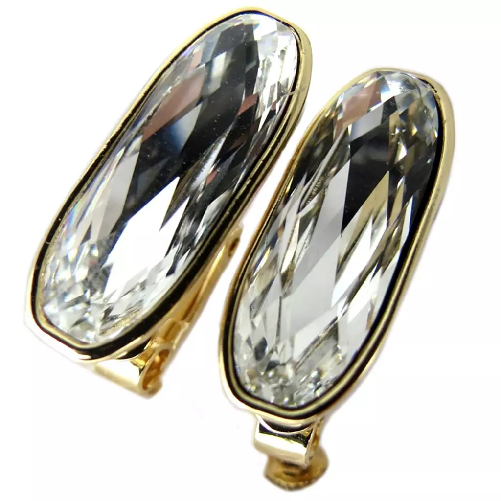 Les Trésors De Lily Clips Artisanales 'Bohème' Blanc Cristal Doré 22x8 Mm [P7526]
