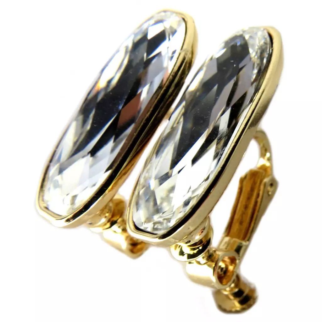 Les Trésors De Lily Clips Artisanales 'Bohème' Blanc Cristal Doré 22x8 Mm [P7526]