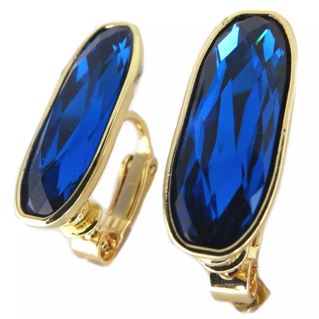 Les Trésors De Lily Clips Artisanales 'Bohème' Bleu Doré 22x8 Mm [P7527]