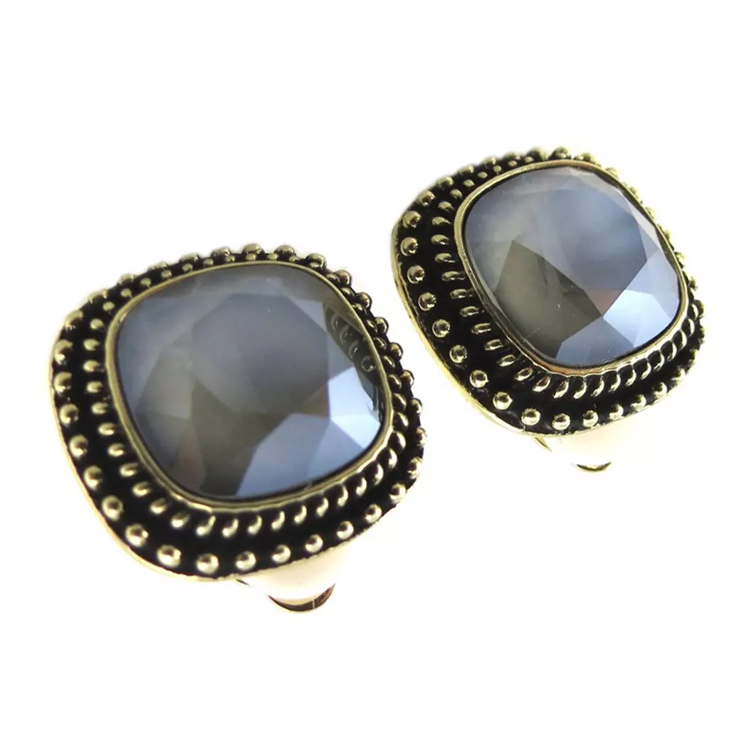 Les Trésors De Lily Clips Artisanales 'Bohème' Gris Doré 17x17 Mm [P7530]