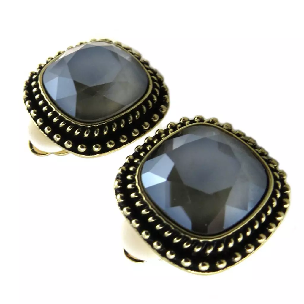 Les Trésors De Lily Clips Artisanales 'Bohème' Gris Doré 17x17 Mm [P7530]