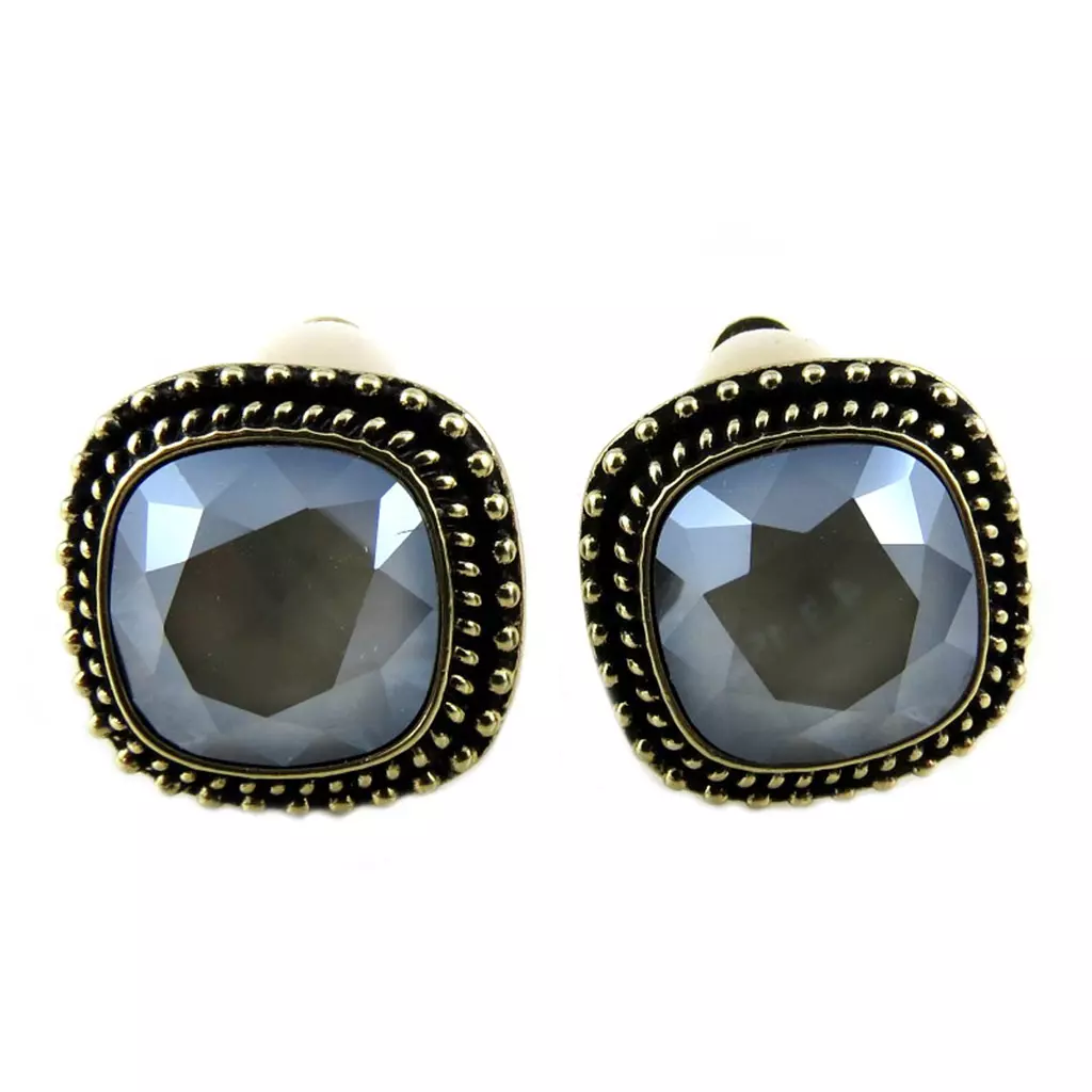 Les Trésors De Lily Clips Artisanales 'Bohème' Gris Doré 17x17 Mm [P7530]
