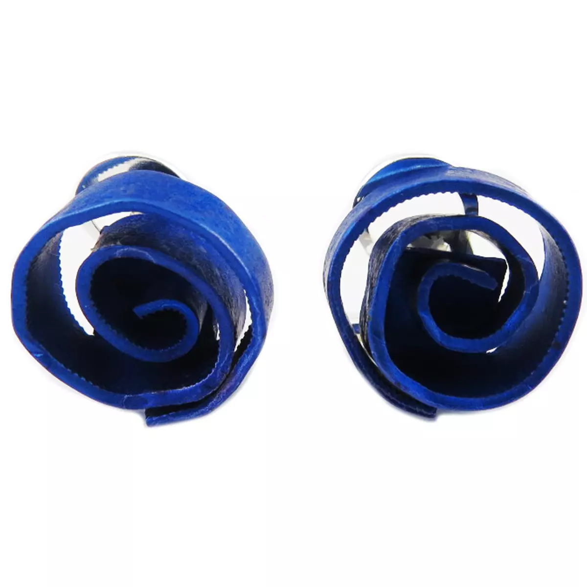 les trésors de lily Clips / boucles d'oreilles artisanales 'Aluminirock' bleu 15 cm [R1236]