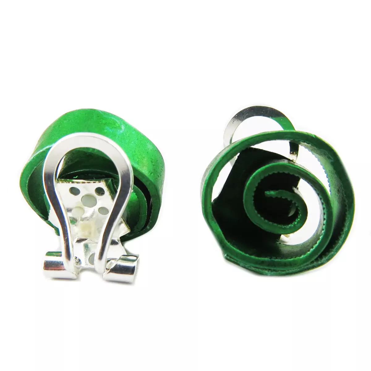 Les Trésors De Lily Clips / Boucles D'oreilles Artisanales 'Aluminirock' Vert 15 Cm [R1234]